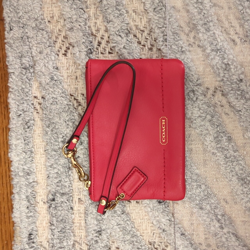 Red leather coach wristlet